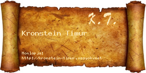 Kronstein Timur névjegykártya